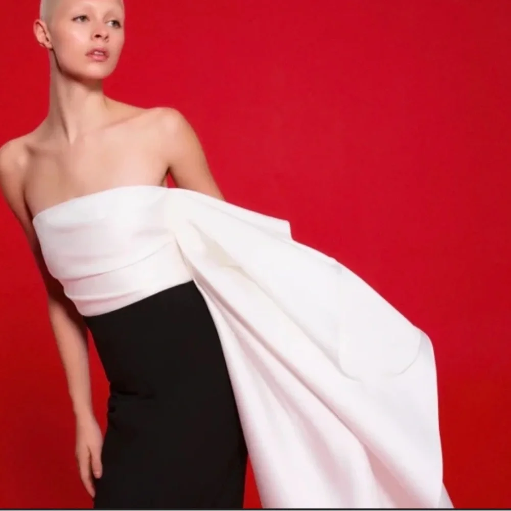 Solace London Strapless Black and White Dress - Picture 4 of 6